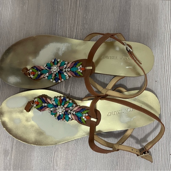 Ivanka Trump Embellished T strap sandals size 10 - Picture 1 of 5